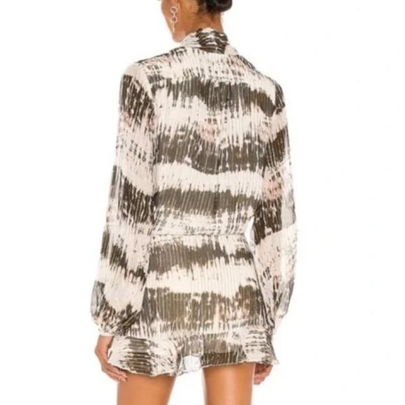 Rococo Sand X Revolve Tie Dye Faux Wrap Metallic Threads Sheer Mini Dress Large - Picture 3 of 14